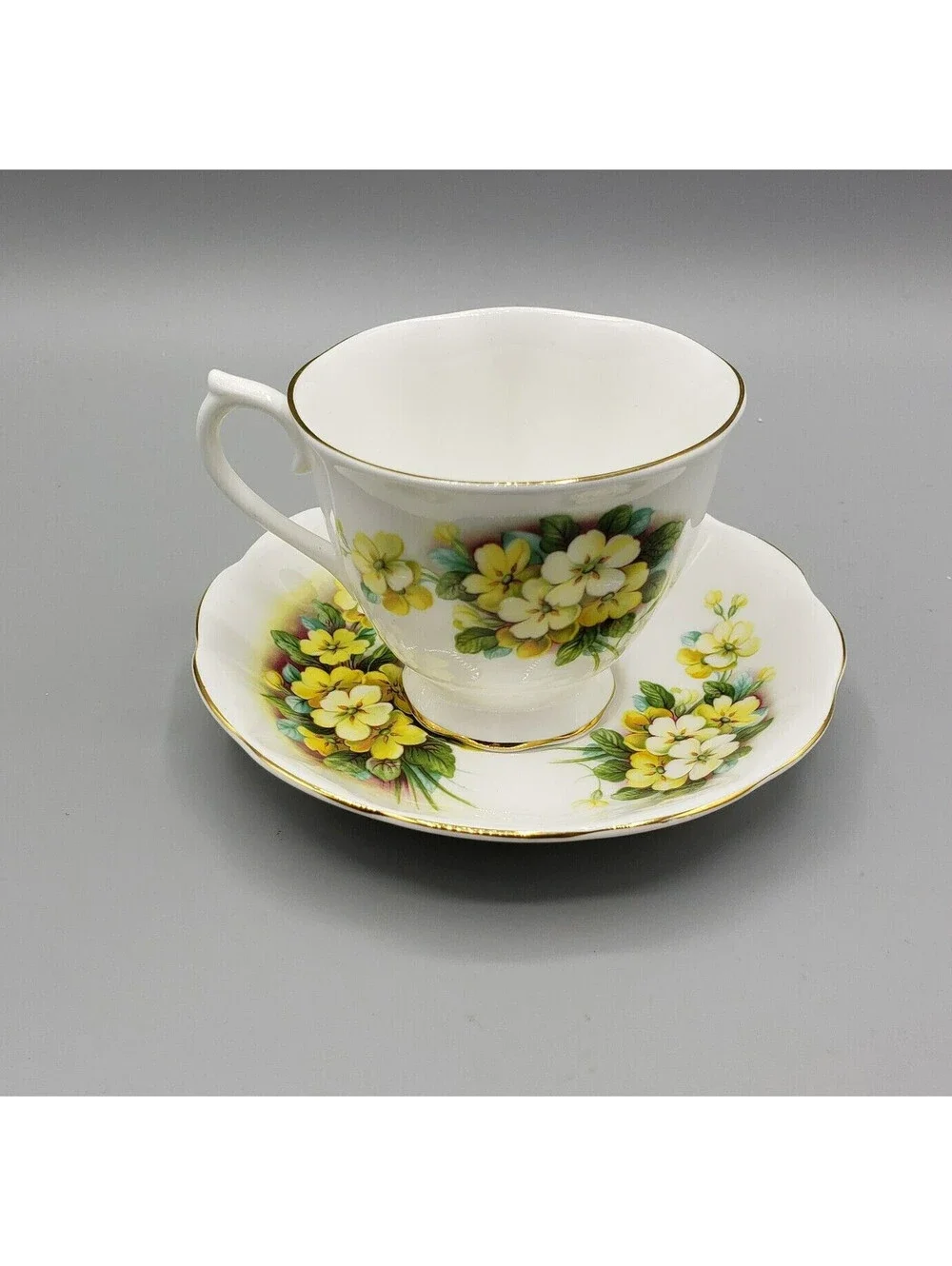 Vintage Royal Albert Teacup & Saucer Yellow Primroses Fine Bone China England